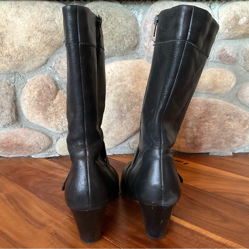 Born Mid-calf Black Leather Boots Size 10 - Picture 5 of 14
